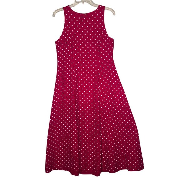VTG My Michelle Size 7/8 Red Polka Dot Sleeveless Midi Dress Career Vacation Y2K - Picture 1 of 16